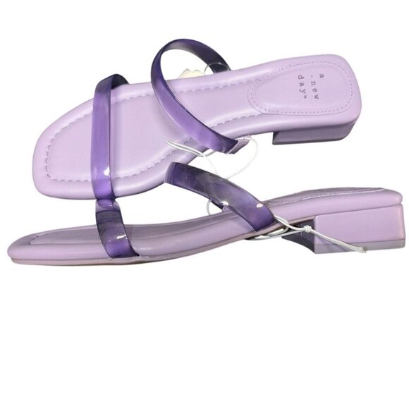 A New Day Lavender Block Heel Sandals With Transparent Straps Size 6 - Picture 2 of 7